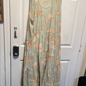 Floral Maxi Dress in Green and Orange